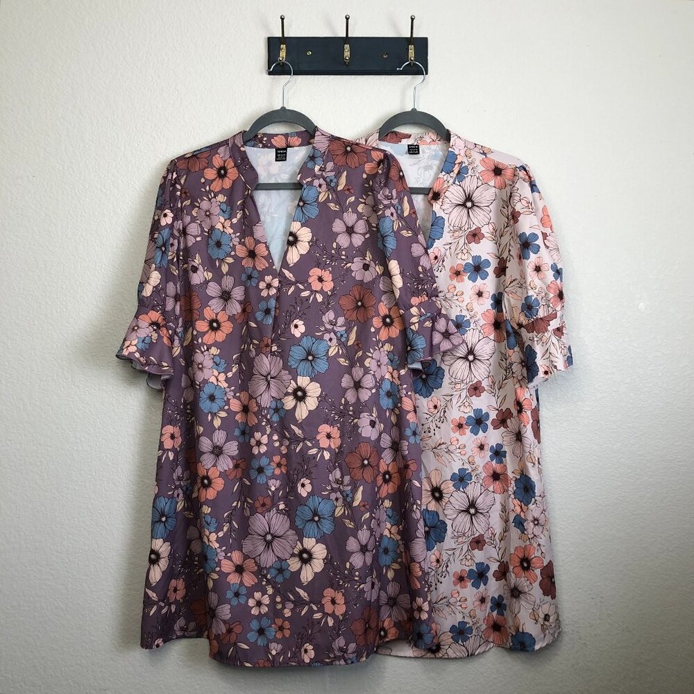 Shein Dress Bundle x2 Floral Shift Dress Women's XL Casual Spring Summer Cottage